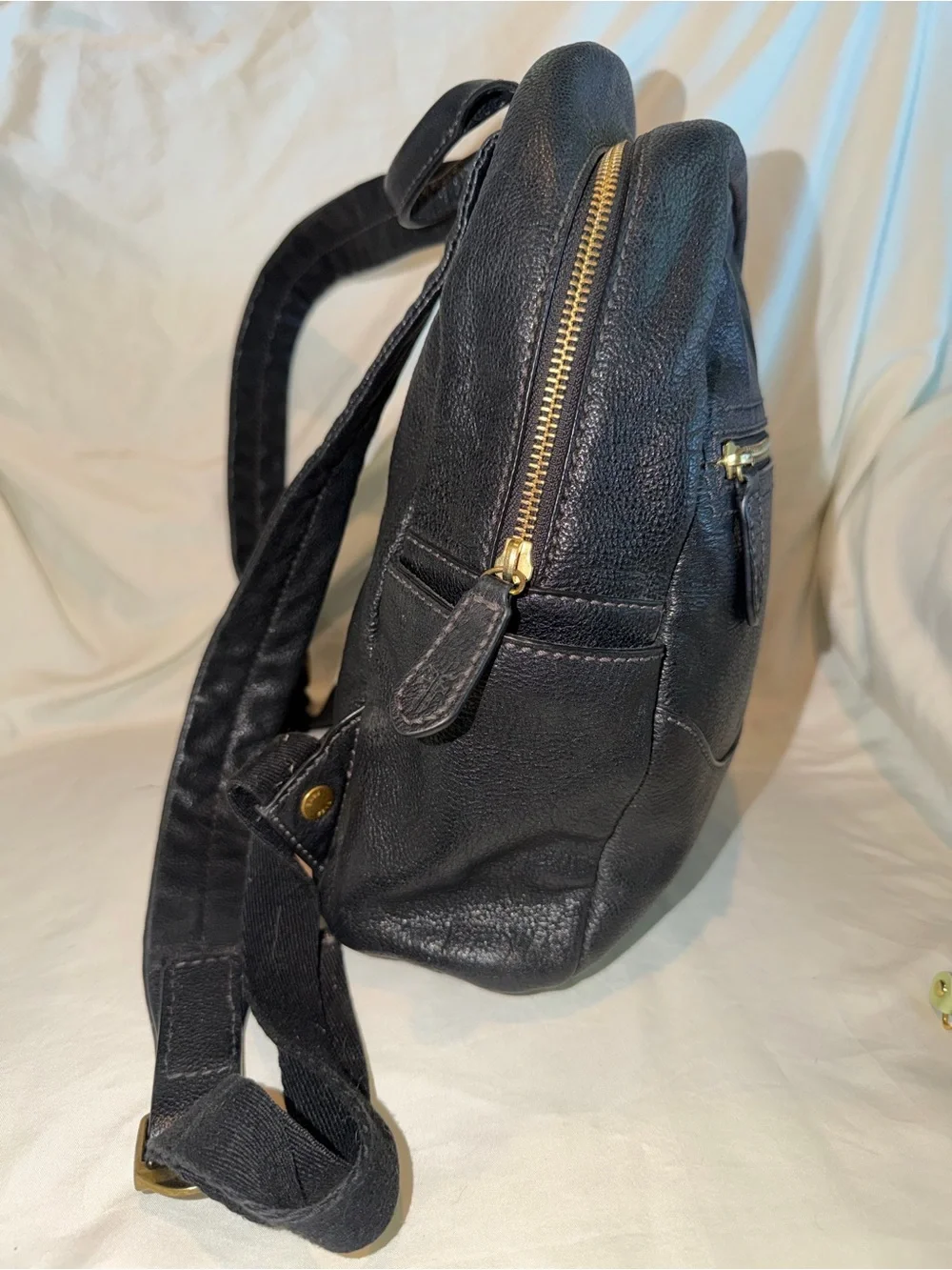 Frye Black Pebbled Leather Mini Backpack